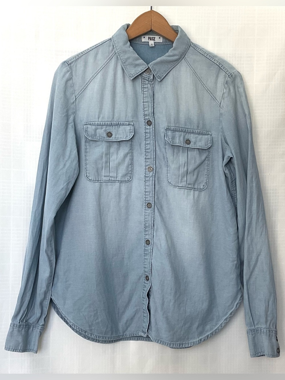 PAIGE Light Blue Denim Button-Up long sleeve Shirt